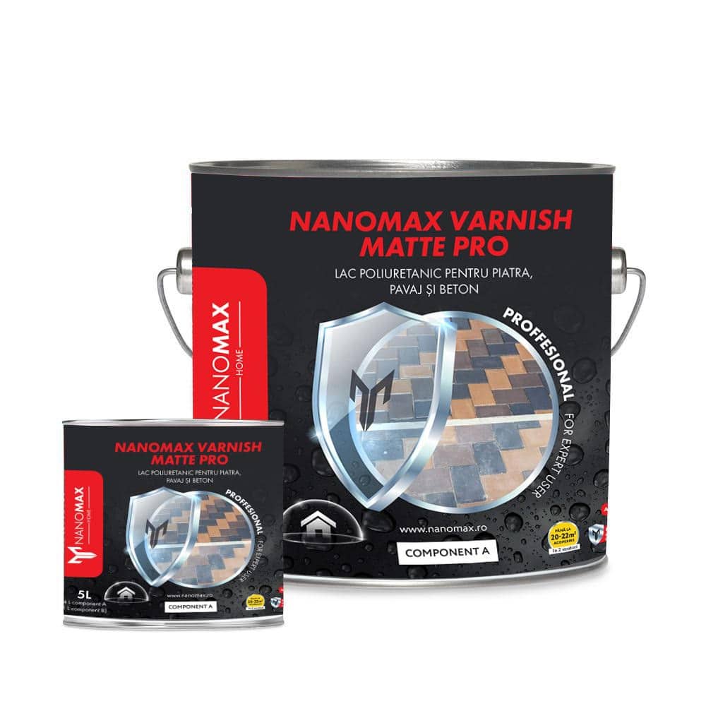 Двукомпонентен полиуретанов лак, матов ефект, за камък, тротоарна настилка и бетон, антихлъзгащ ефект, NanoMax