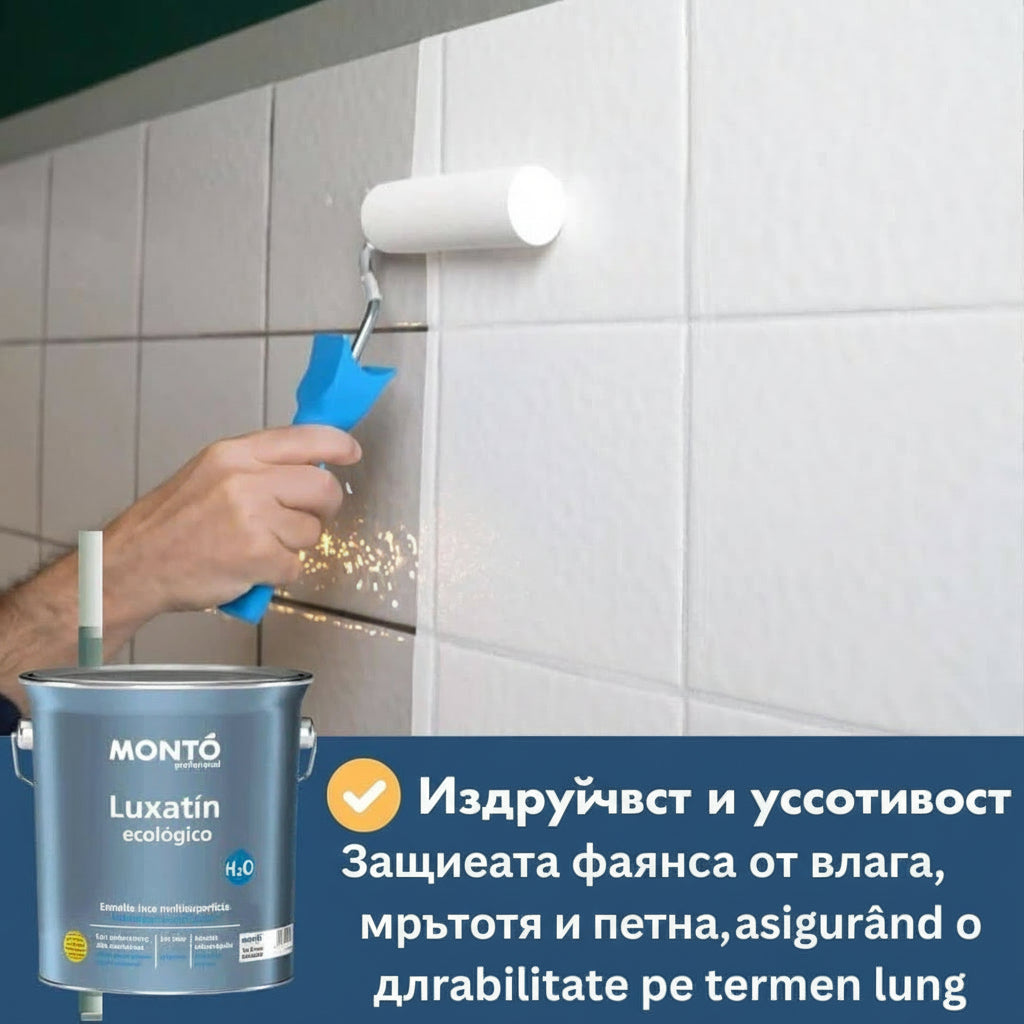 Monto Tile Paint 750ml – Ecological, Maximum Adhesion on Ceramics, Tiles, Metal, Plasterboard | Durability and Intense Color