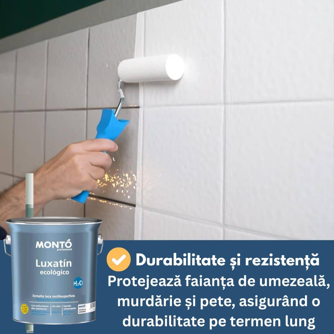 Vopsea Pentru Faianță Monto 750ml – Ecologică, Aderență Maximă pe Ceramică, Gresie, Metal, Gips-Carton | Rezistență și Culoare Intensă