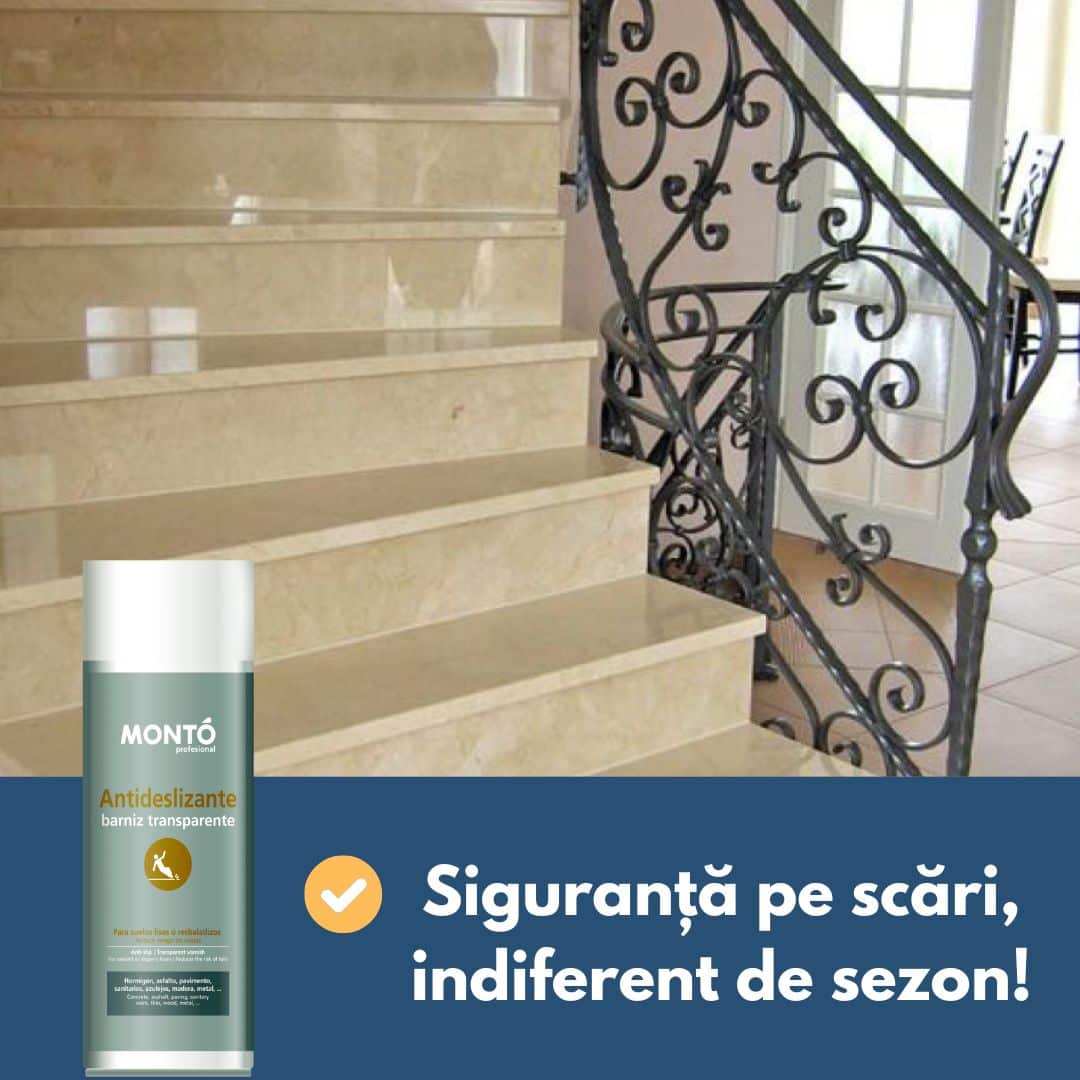 Monto Spray 400ml – Антихлъзгаща защита за камък, плочки и стъпала, за вътрешна и външна употреба.