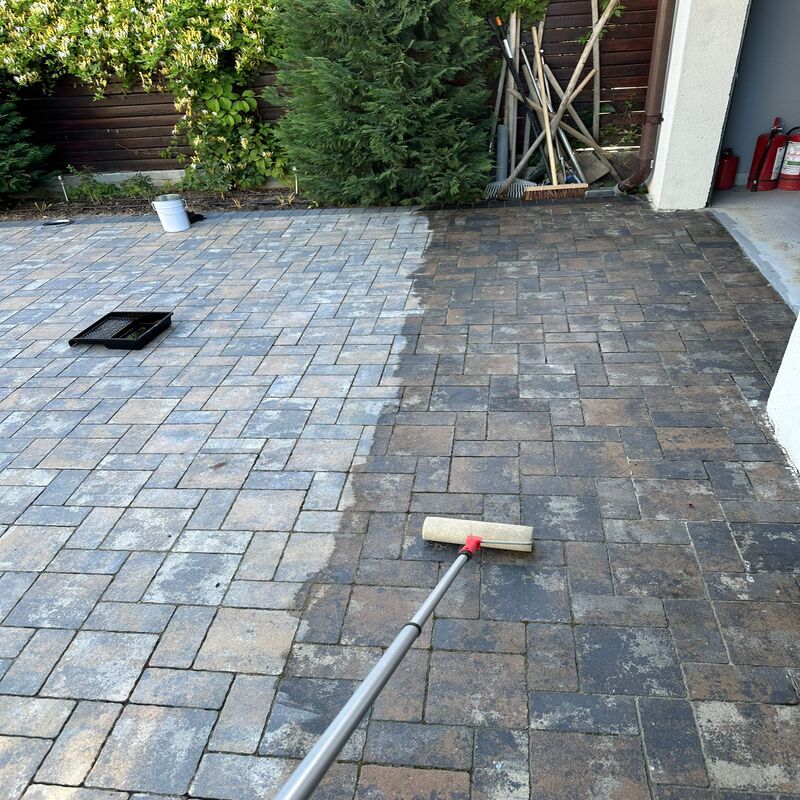 Лак за тротоарна настилка/бетон, ефект мокро, прозрачен, водоотблъскващ ефект, хидрофобна, UV и олеофобна защита, NanoMax