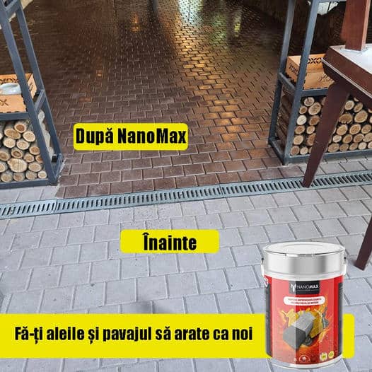 Лак за тротоарна настилка/бетон, ефект мокро, прозрачен, водоотблъскващ ефект, хидрофобна, UV и олеофобна защита, NanoMax