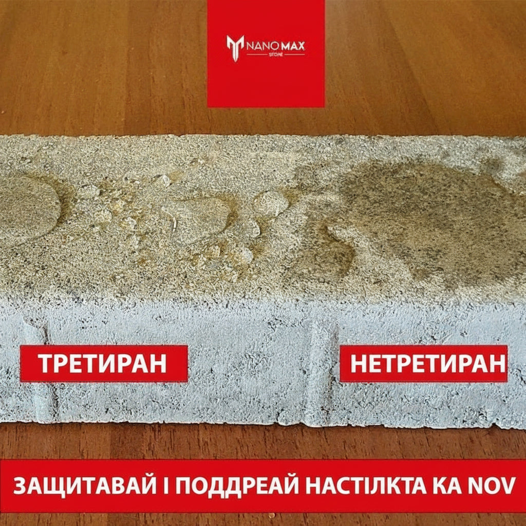 Impermeabilizant NanoMax ROCK PRO detaliu textură piatră tratată vs netratată.