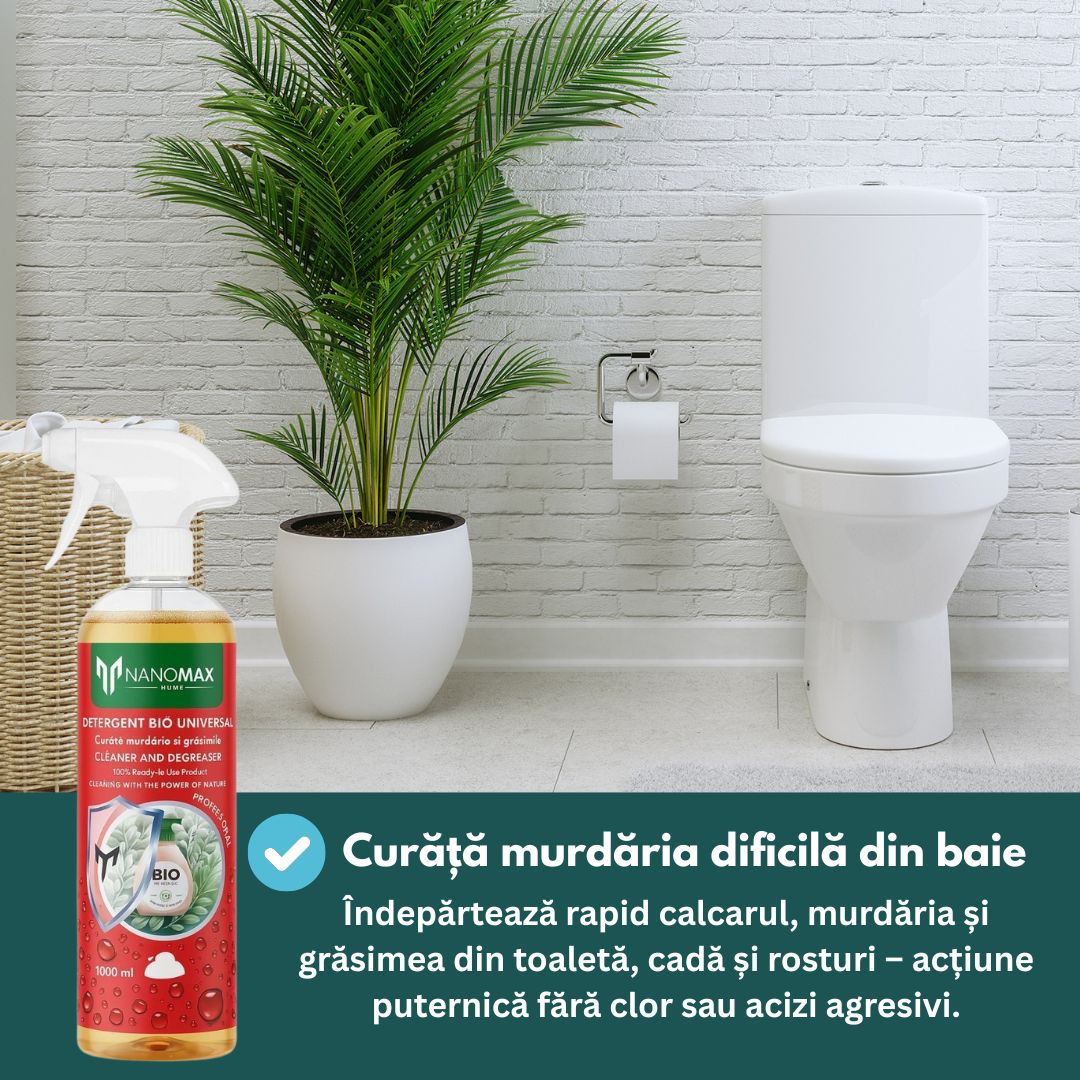 BIO препарат за почистване на упорни замърсявания и мазнини за повърхности от камък, бетон, тротоарни плочи, метал, стъкло, Nanomax, 1L