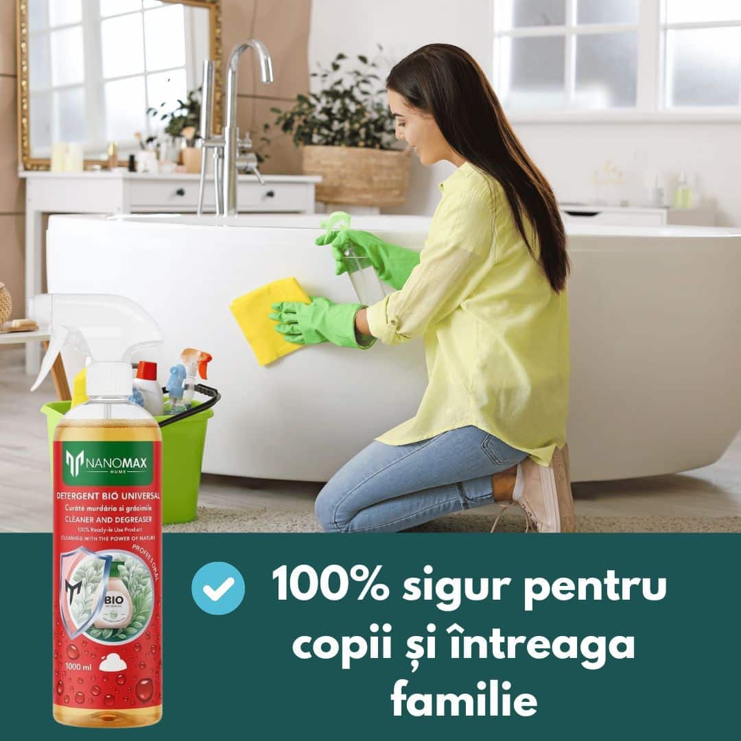 BIO препарат за почистване на упорни замърсявания и мазнини за повърхности от камък, бетон, тротоарни плочи, метал, стъкло, Nanomax, 1L
