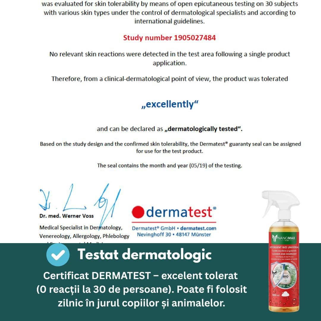 BIO препарат за почистване на упорни замърсявания и мазнини за повърхности от камък, бетон, тротоарни плочи, метал, стъкло, Nanomax, 1L