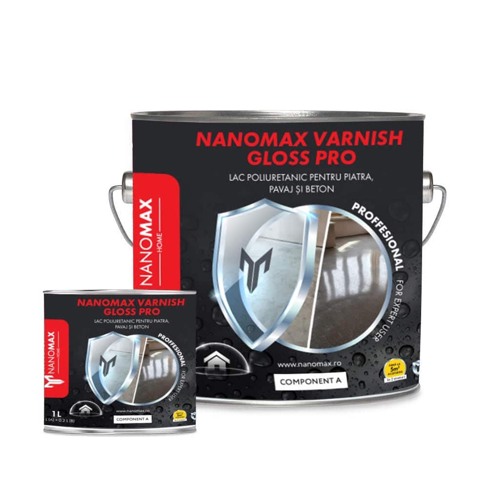 Полиуретанов лак за бетон, ефект лъскав/сатен, защита за камък, тротоарни плочи, NanoMax