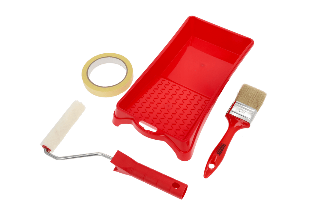 COMPLETE PAINTING SET: SCREEN, BRUSH, TRAY, ADHESIVE TAPE