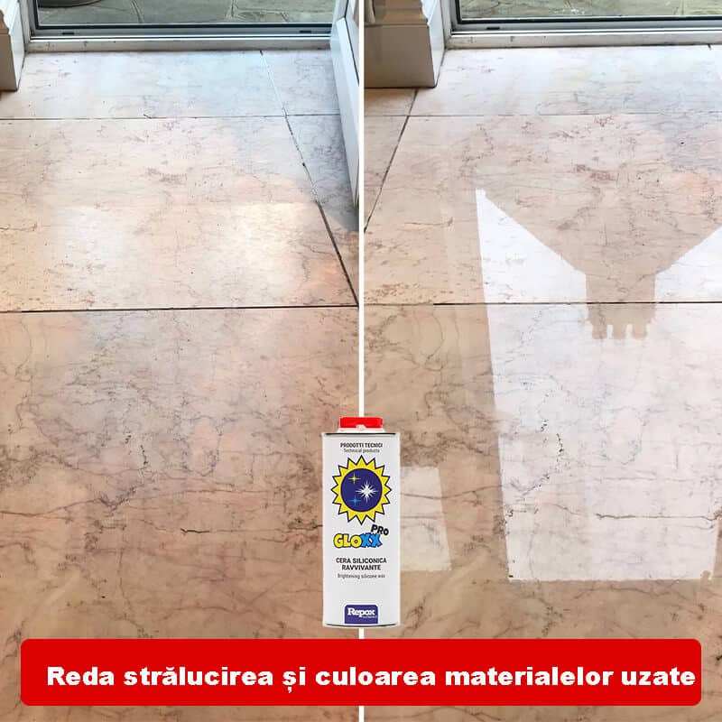 Natural Stone Revitalizer, with silicone wax, restores the shine and color of worn materials, Repox GLOXX PRO 750ml