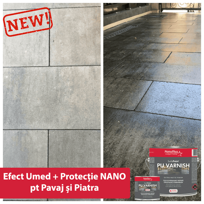 Polyurethane Concrete Varnish, Glossy/Satin effect, Stone and Pavement Protection, NanoMax