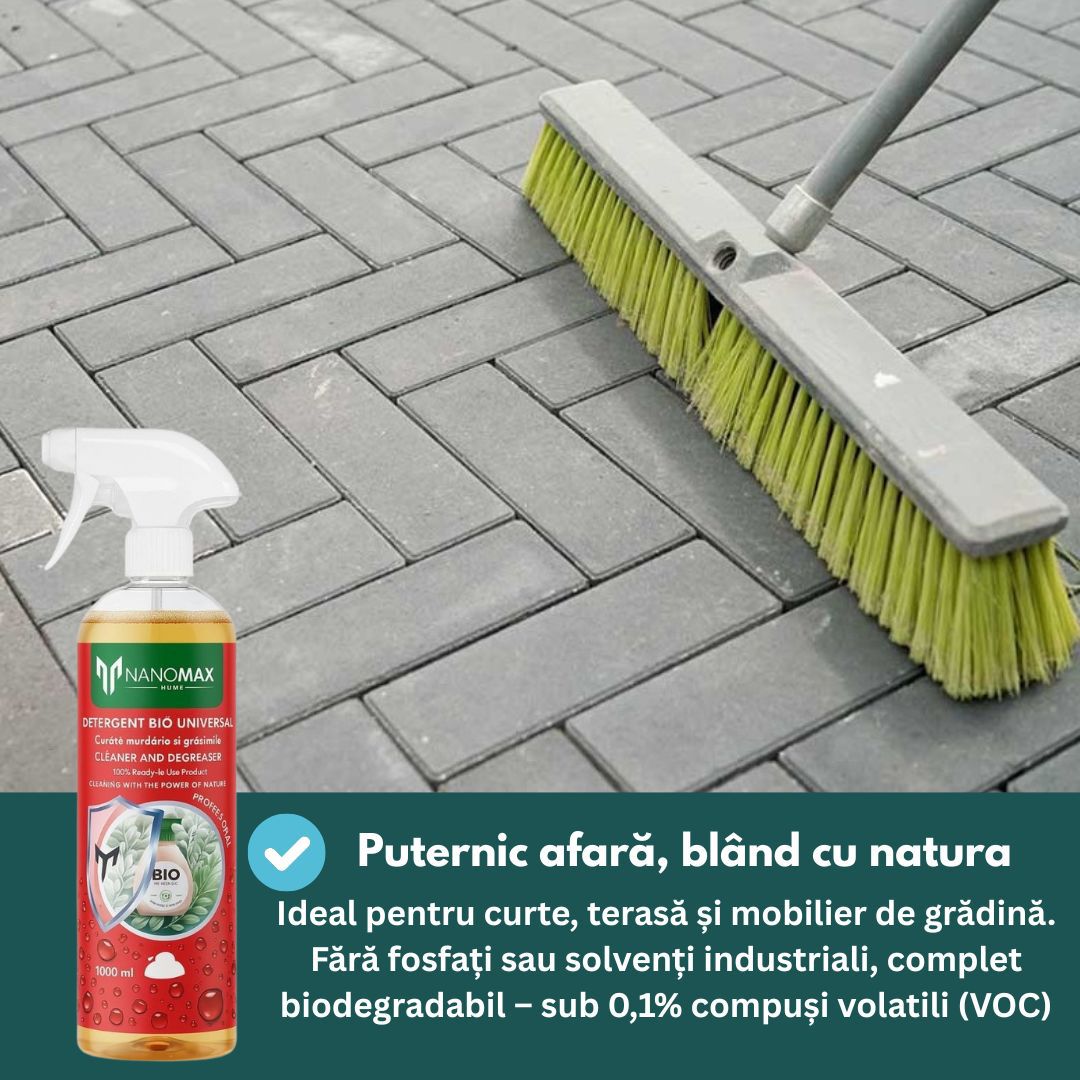 BIO Detergent Deep Cleaning Dirt and Grease for Stone, Concrete, Pavement, Metal, Glass Surfaces, Nanomax, 1L