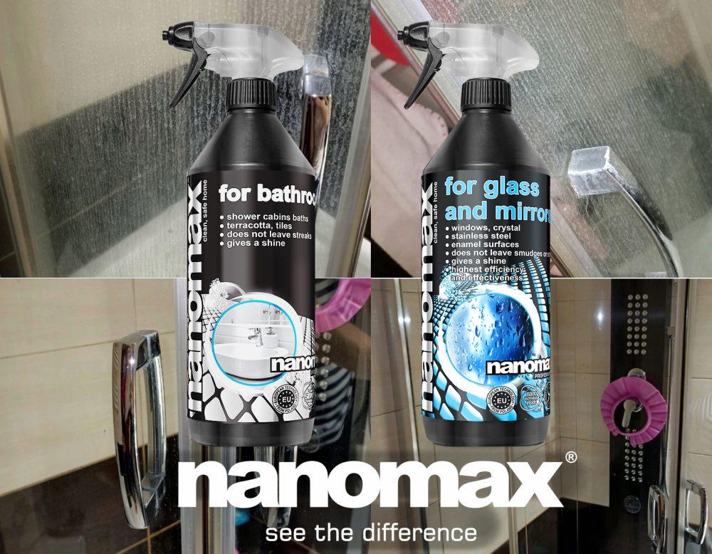 Shower cabin detergent, Professional solution for cleaning bathrooms, Nanomax